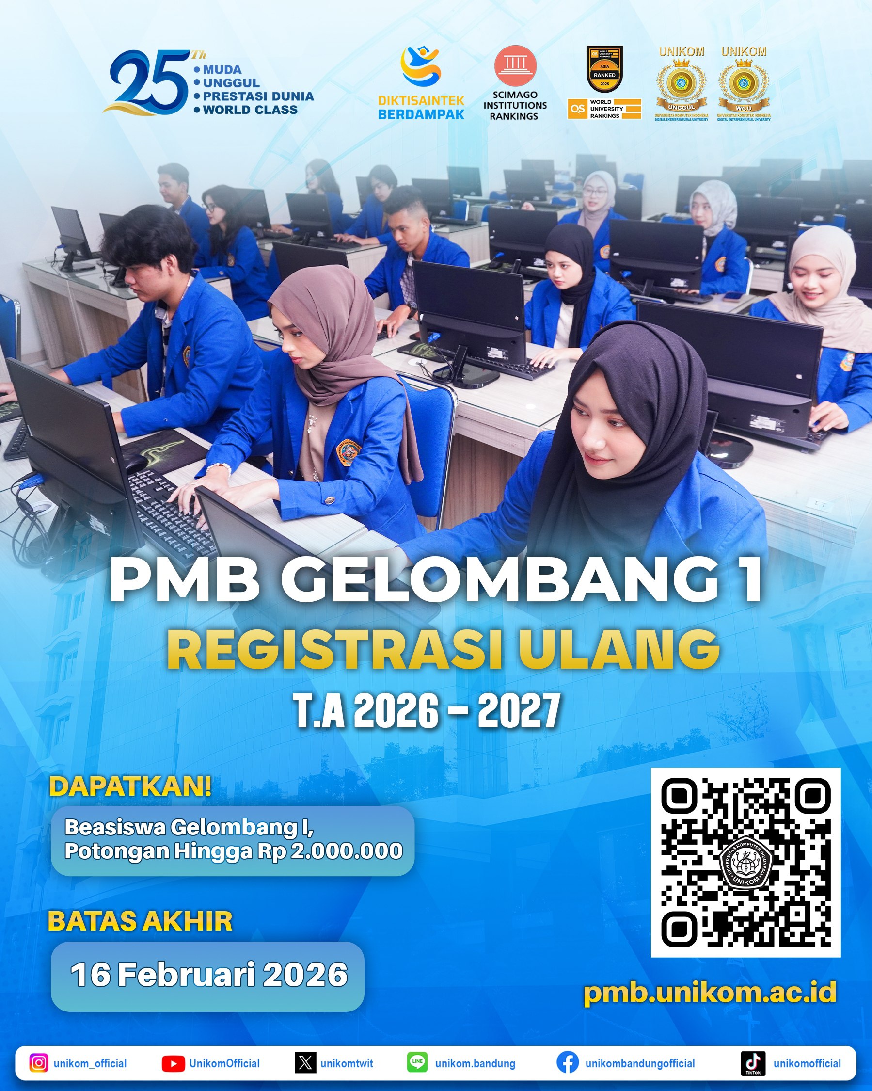 Registrasi Ulang Gelombang 1 UNIKOM 2026
