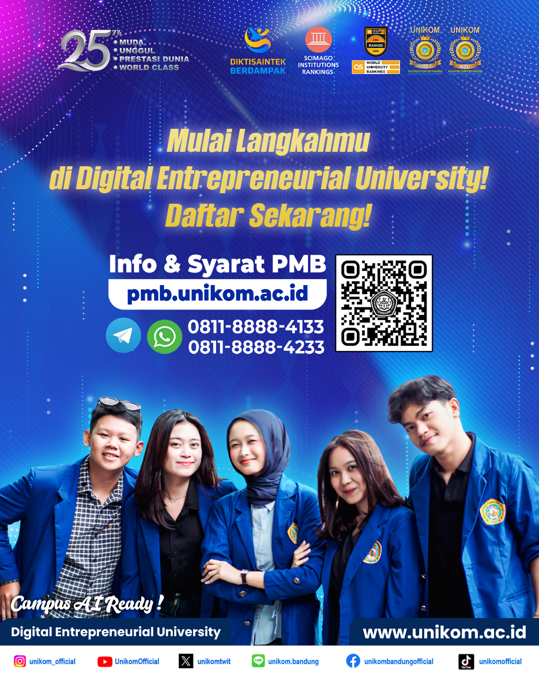 Panggilan buat calon mahasiswa baru! Pendaftaran Mahasiswa UNIKOM sudah dibuka!