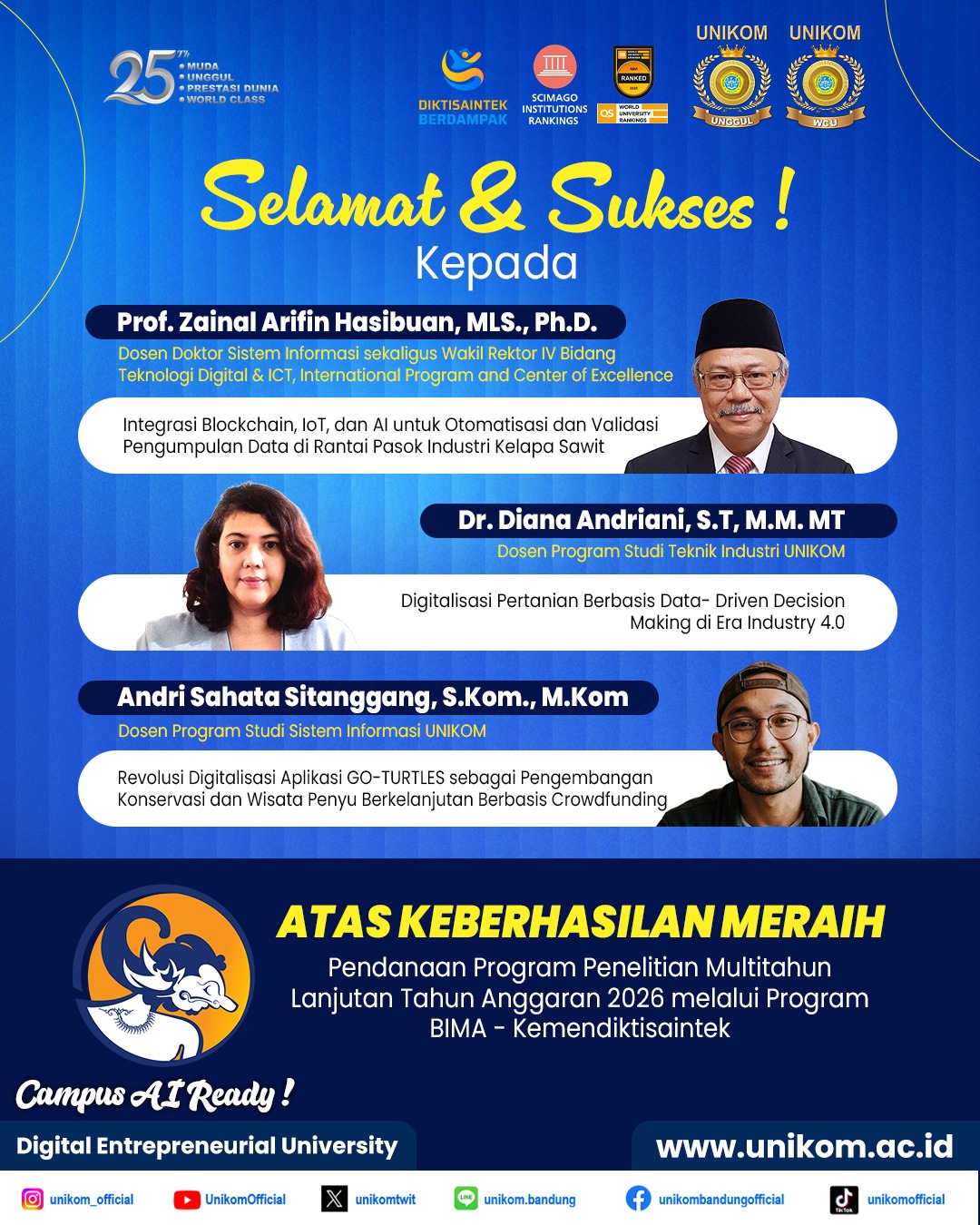 Selamat dan Sukses kepada para Dosen Peraih Pendanaan Program Penelitian Multitahun 2026