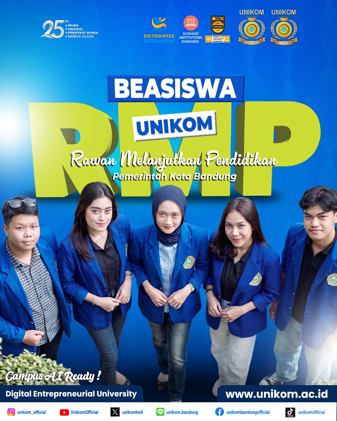 Perpanjangan pendaftaran Beasiswa UNIKOM RMP (Rawan Melanjutkan Pendidikan) 2026
