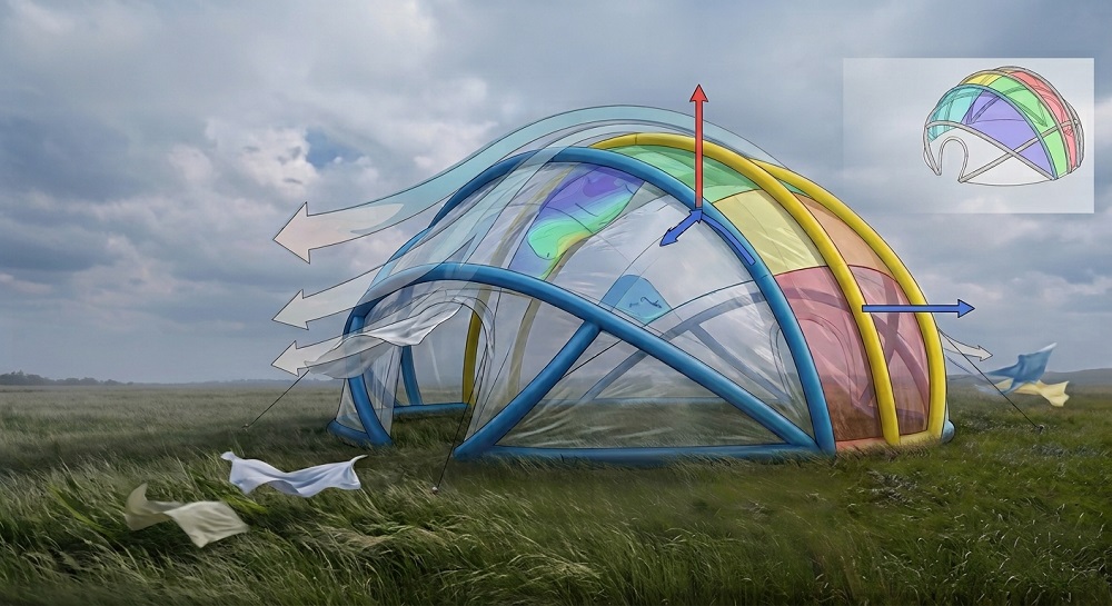 Wind Load on Temporary Air Rib Inflated Pneumatic Building Structure