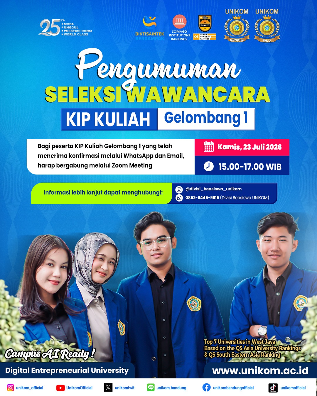 📢 PENGUMUMAN SELEKSI WAWANCARA KIP KULIAH GELOMBANG 1