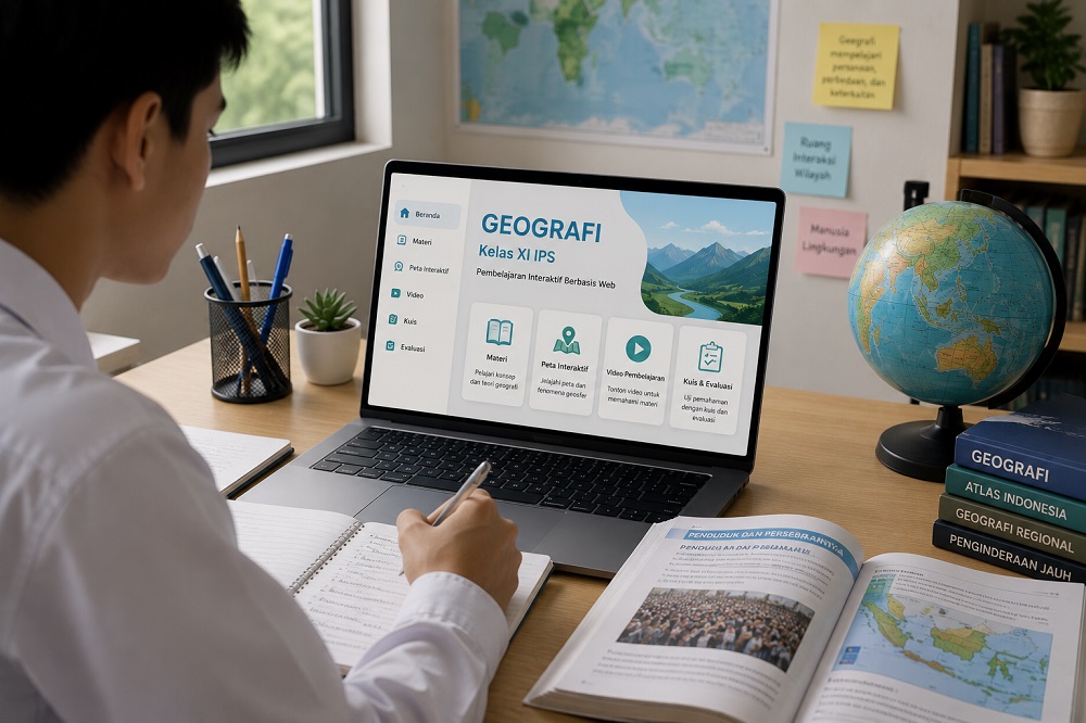Desain Media Pembelajaran untuk Mata Pelajaran Geografi Berbasis Web. (Studi Kasus: Kelas XI Jurusan Ilmu Sosial di SMA Citra Nusa)